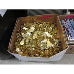 Large Box of Gold Plastic Treasure Chest Coins