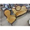 Vintage Channel Back Parlour Sofa & Chair