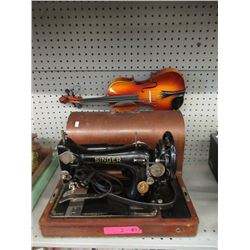 Vintage Singer Sewing Machine & Violin