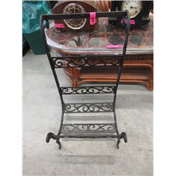 Metal Log Holder with Fireplace Tool Hooks