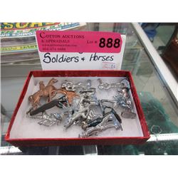12 Vintage Lead Soldiers and Horses