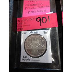 1966 Canadian Silver Dollar Coin - .800 Silver