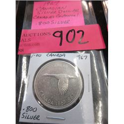 1967 Canadian Silver Dollar Coin - .800 Silver