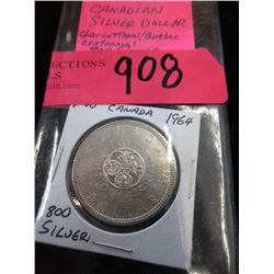 1964 Canadian Silver Dollar Coin - .800 Silver
