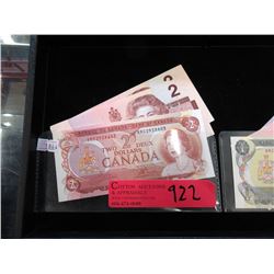 3 Mint Condition Canadian Old Issue $2 Bills