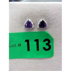 New 2.2 CT Amethyst & Diamond Earrings