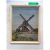 Image 1 : 1947 Dutch Oil on Board Windmill Painting