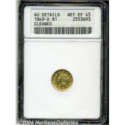 1849-D G$1--Cleaned--ANACS. AU Details, Net