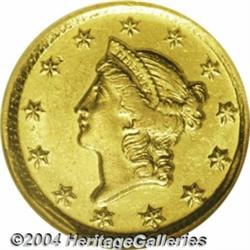 1849-D G$1 AU58 NGC. Variety 1-A. A bright