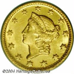 1849-D G$1 MS64 PCGS. Variety 1-B. (per Doug