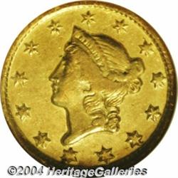 1850-D G$1 AU58 NGC. Variety 2-C. According to