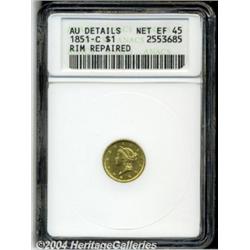 1851-C G$1--Rim Repaired--ANACS. AU Details,