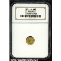 1851-O G$1 MS61 NGC. A boldly struck and