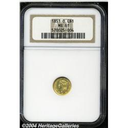 1851-O G$1 MS61 NGC. Copper-gold coloration