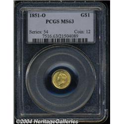 1851-O G$1 MS63 PCGS. This attractive Type One