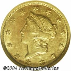 1852-C G$1 AU58 NGC. Variety 7-H. The 1 in the