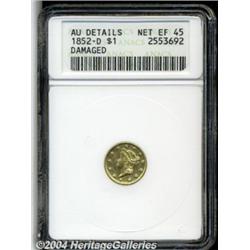1852-D G$1--Damaged--ANACS. AU Details, Net
