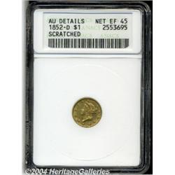 1852-D G$1--Scratched--ANACS. AU Details, Net