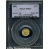 Image 1 : 1853 G$1 MS63 PCGS. Intricately detailed with
