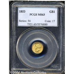 1853 G$1 MS63 PCGS. A lovely example of this