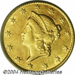 1853-C G$1 AU58 PCGS. Variety 8-I. The 1853-C