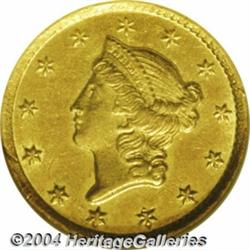 1853-C G$1 AU58 NGC. Variety 8-I. This variety