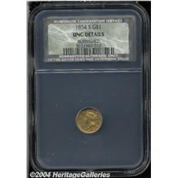 1854-S G$1 Unc Details, Burnished, NCS. A