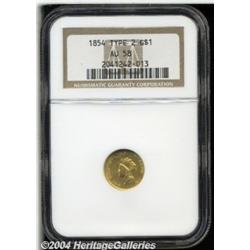 1854 G$1 Type Two AU58 NGC. The scarce Type