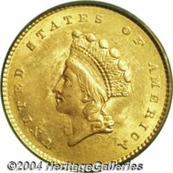 1854 G$1 Type Two MS61 PCGS. Original dusky