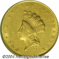 1855 G$1 AU58 PCGS. Slight friction is seen