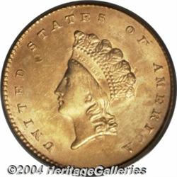 1855 G$1 MS62 PCGS. Well detailed for the