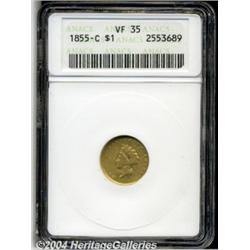 1855-C G$1 VF35 ANACS. Unlisted Variety.