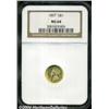Image 1 : 1857 G$1 MS64 NGC. Flashy lustrous surfaces