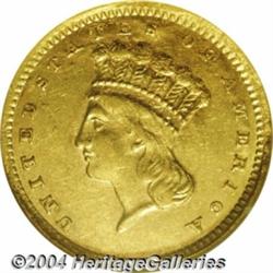 1857-C G$1 AU53 NGC. Variety 10-L, the only