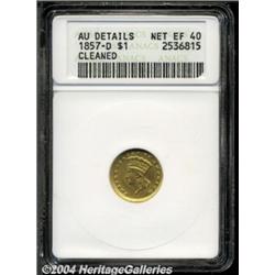 1857-D G$1--Cleaned--ANACS. AU Details, Net