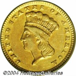 1857-D G$1 AU55 PCGS. Variety 9-L. An elusive