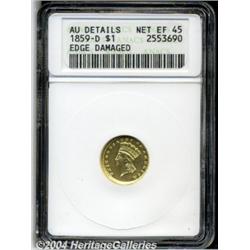 1859-D G$1--Edge Damaged--ANACS. AU Details,