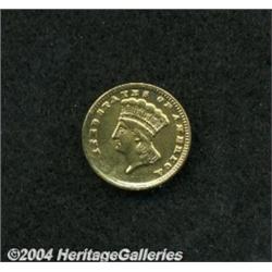 1860-D G$1 AU55 Cleaned, Uncertified. Variety