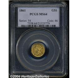 1861 G$1 MS64 PCGS. This Civil War issue has