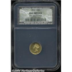 1862 G$1 MS60 Details, Obverse Scratched, NCS.