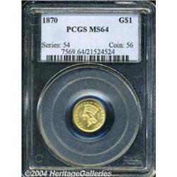 1870 G$1 MS64 PCGS. This is a reddish-gold