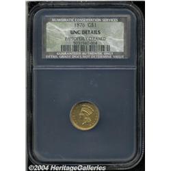 1876 G$1 MS60 Unc Details, Improperly Cleaned,