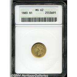 1883 G$1 MS62 ANACS. Sharply defined with no