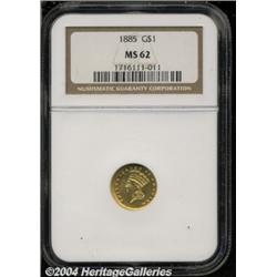 1885 G$1 MS62 NGC. Typically struck with a