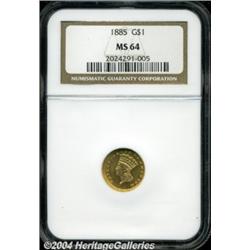 1885 G$1 MS64 NGC. A very attractive example