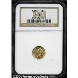 1888 G$1 MS65 NGC. A needle-sharp Gem with