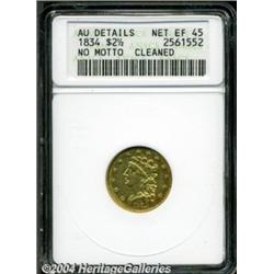 1834 $2 1/2--Cleaned--ANACS. AU Details, Net