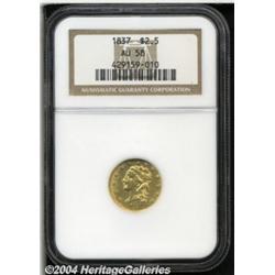 1837 $2 1/2 AU58 NGC. McCloskey-B, R.3. A