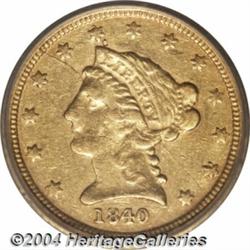 1840-D $2 1/2 XF45 ICG. Variety 1-A. The