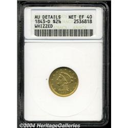 1843-D $2 1/2 Small D--Whizzed--ANACS. AU